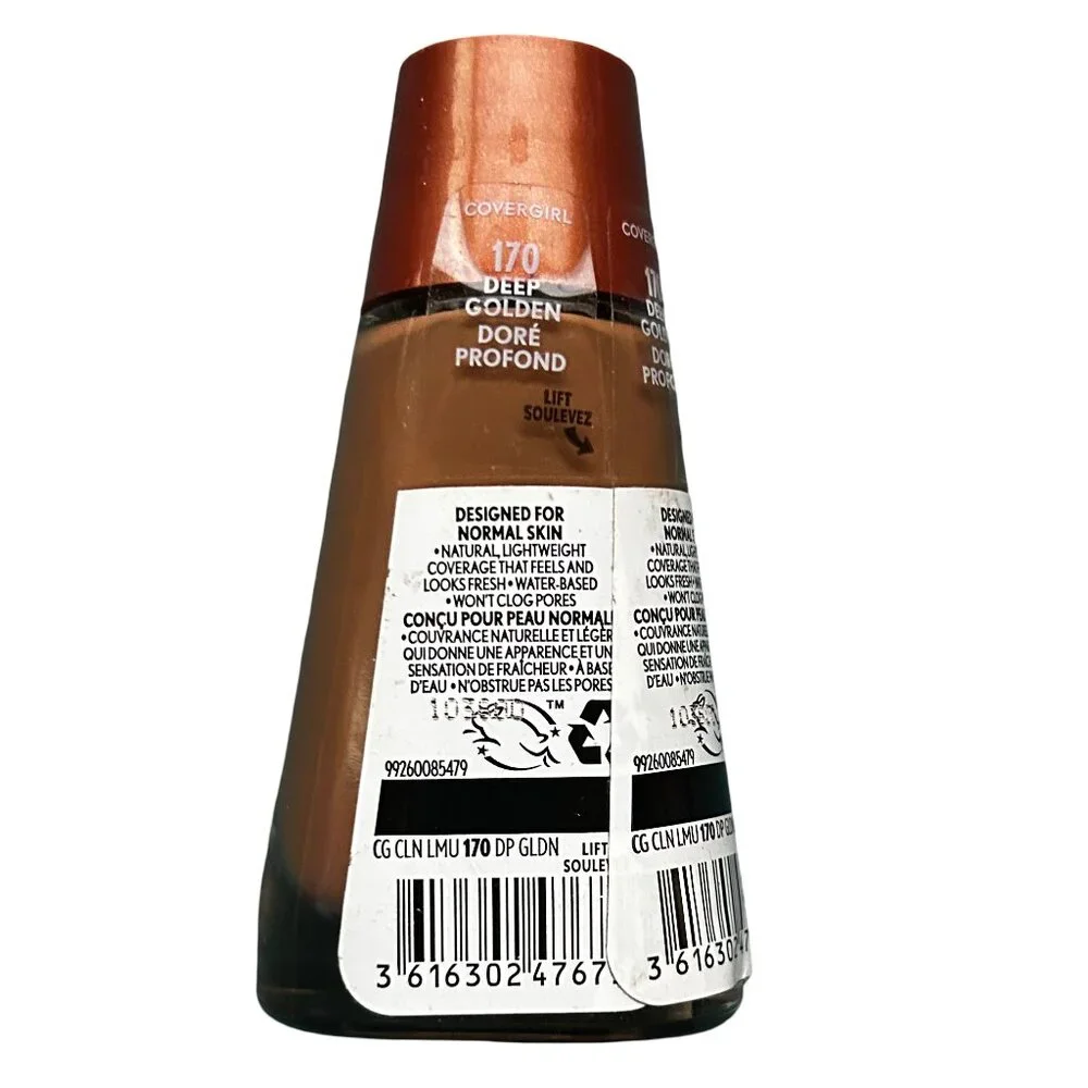 Covergirl Clean Liquid Foundation 170 Deep Golden 1oz Classic Water-Based Makeup